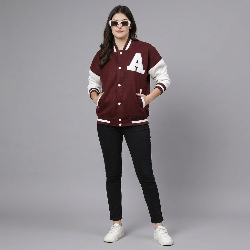 Maroon & White Women’s Winter Varsity Jacket
