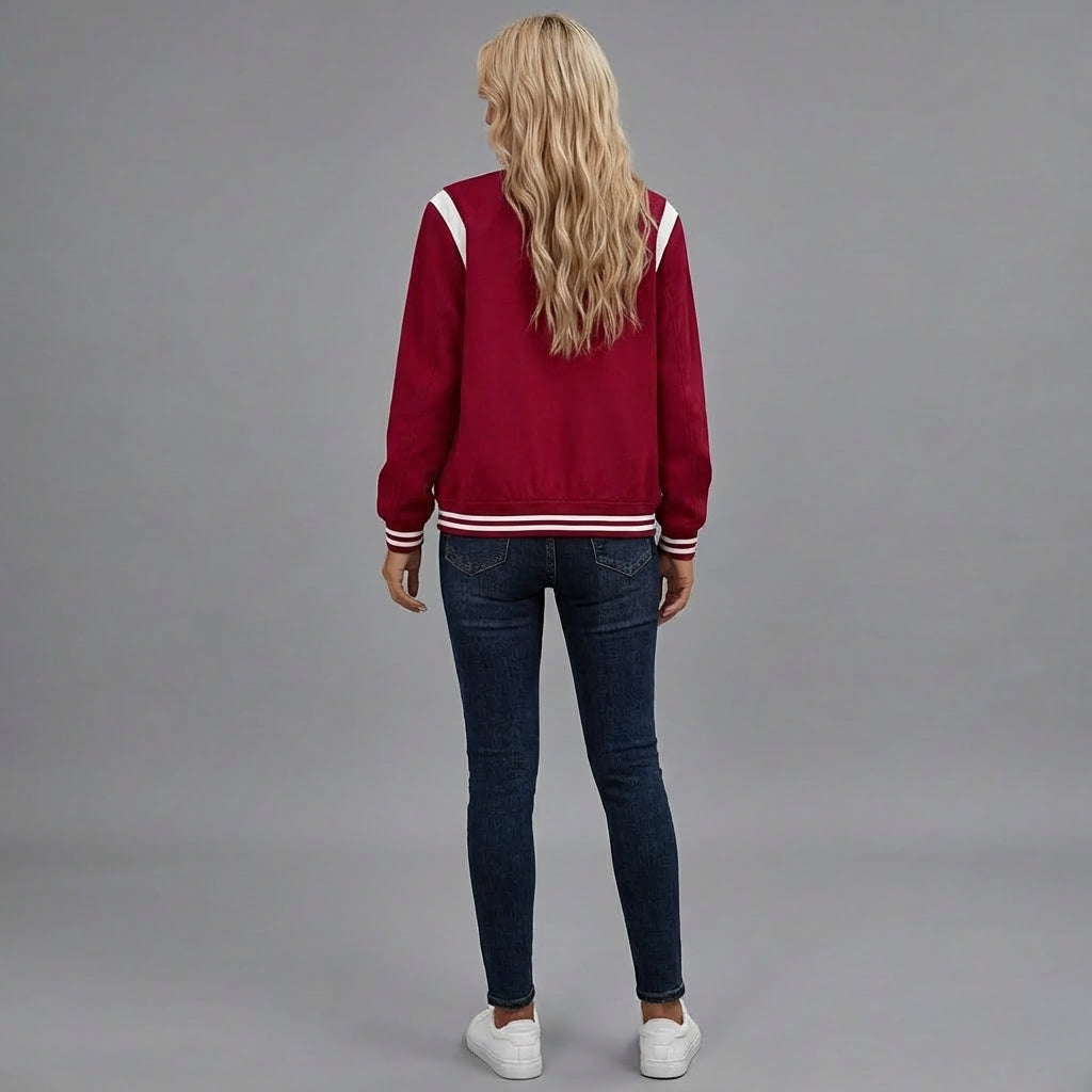 Fire Red Classic Varsity Letterman Jacket