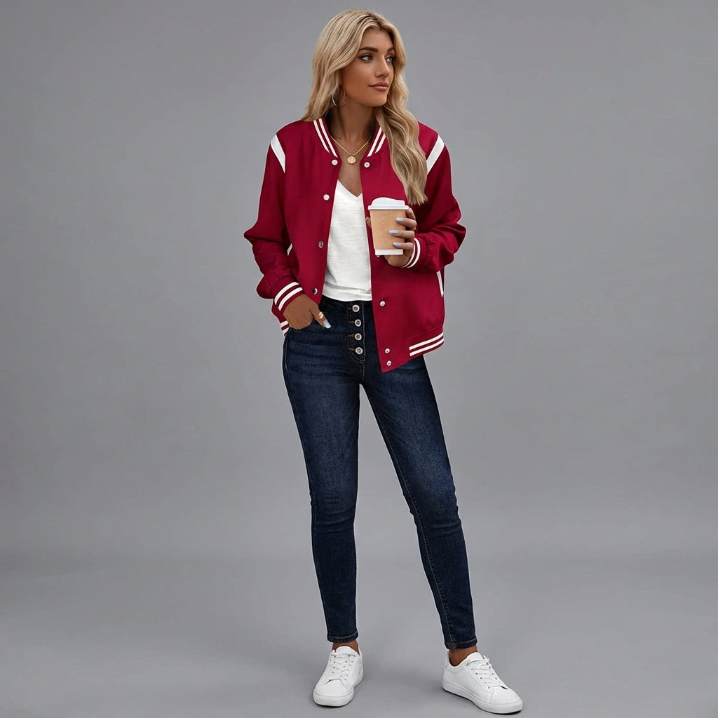 Fire Red Classic Varsity Letterman Jacket