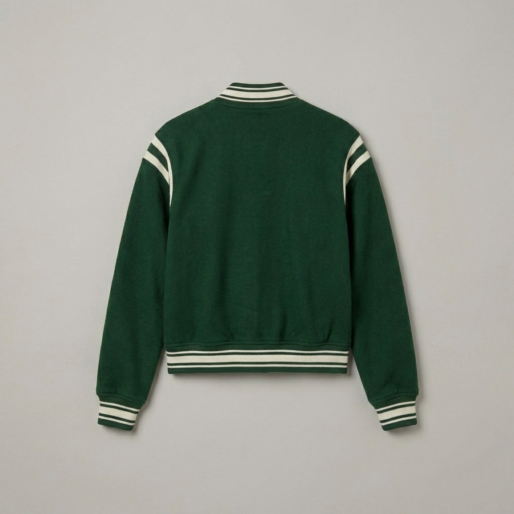 Forest Glow Green Women’s Letterman Varsity Jacket