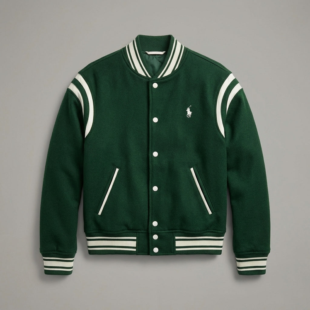 Forest Glow Green Women’s Letterman Varsity Jacket