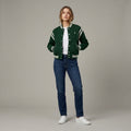 Forest Glow Green Women’s Letterman Varsity Jacket