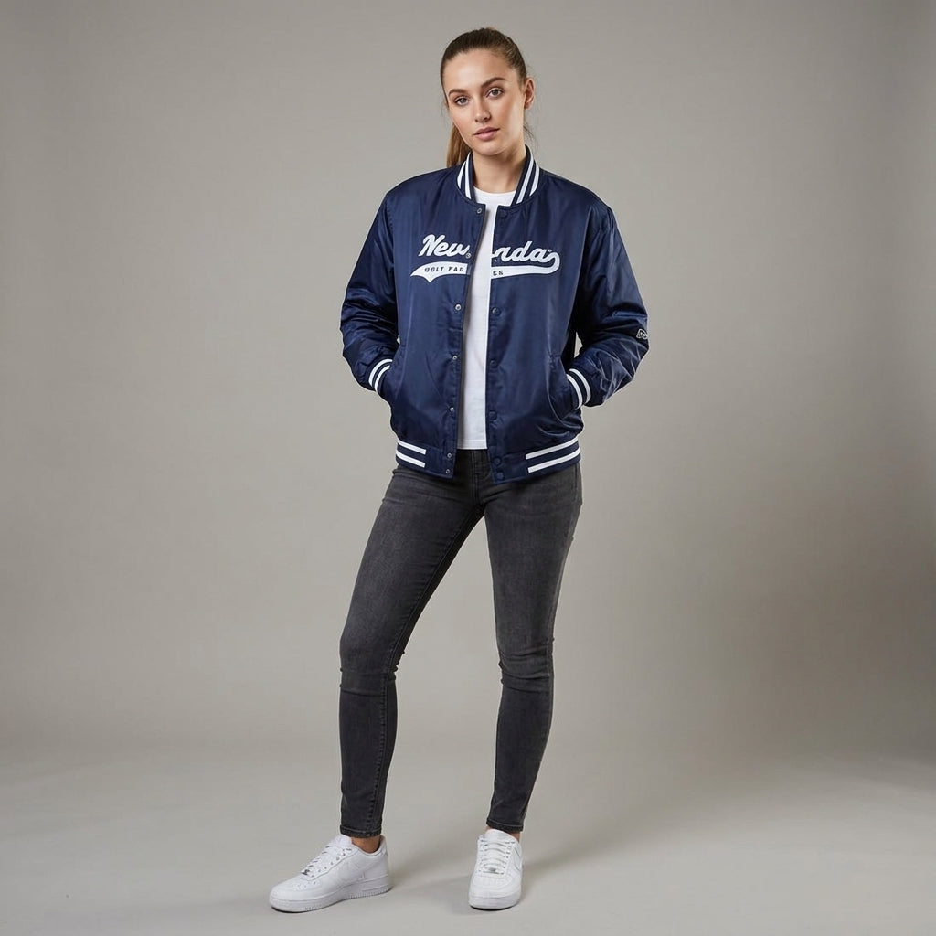 Full Navy Blue Women’s Varsity Jacket