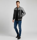 Grey & Black  Leather Varsity Jacket