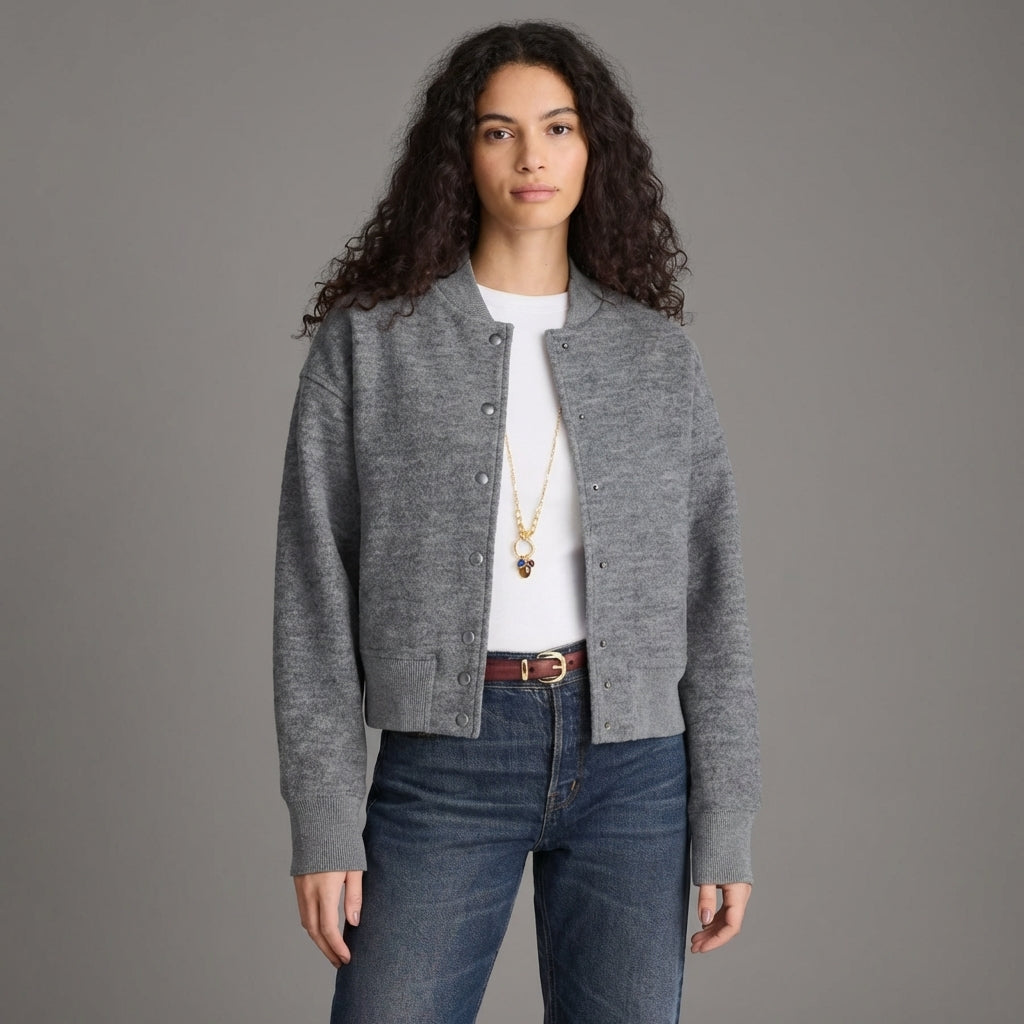 Grey Wave Modern Varsity Letterman Jacket