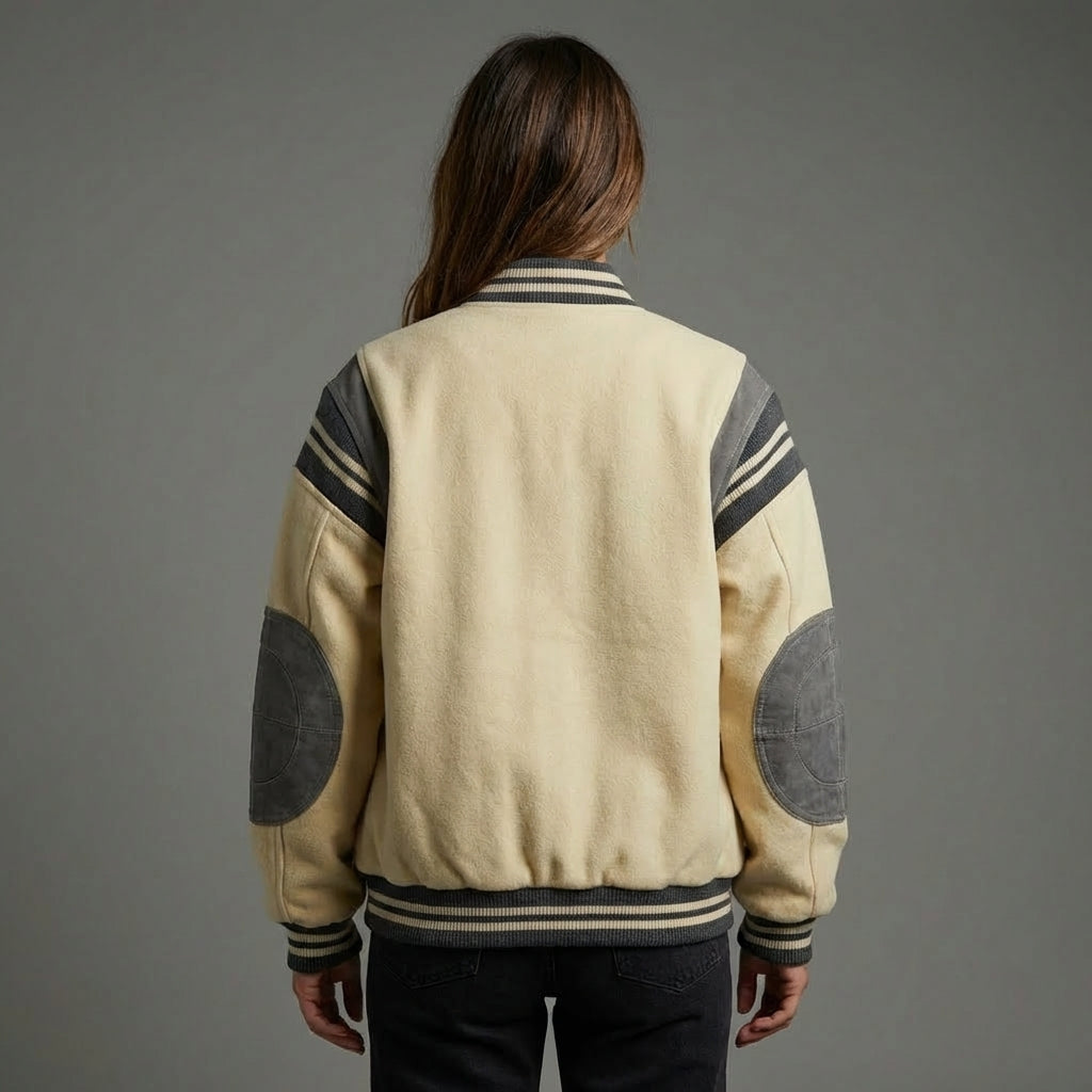 Grey & Cream Women’s Varsity Jacket