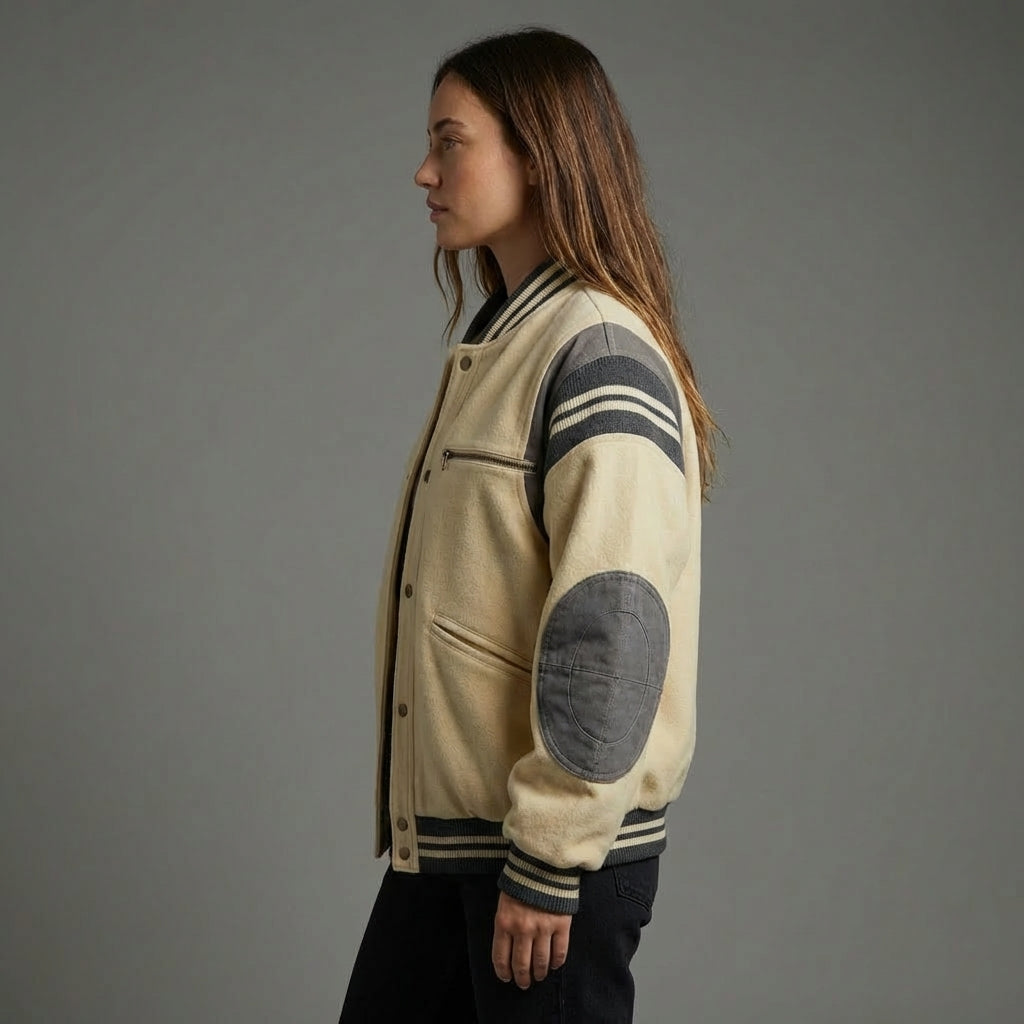 Grey & Cream Women’s Varsity Jacket