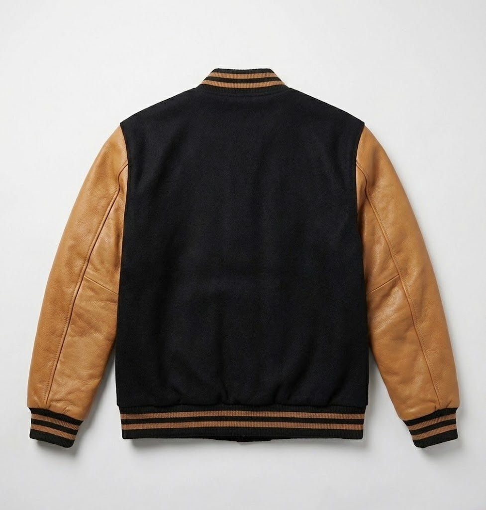Heritage Wool Varsity Jacket with Genuine Leather Sleeves