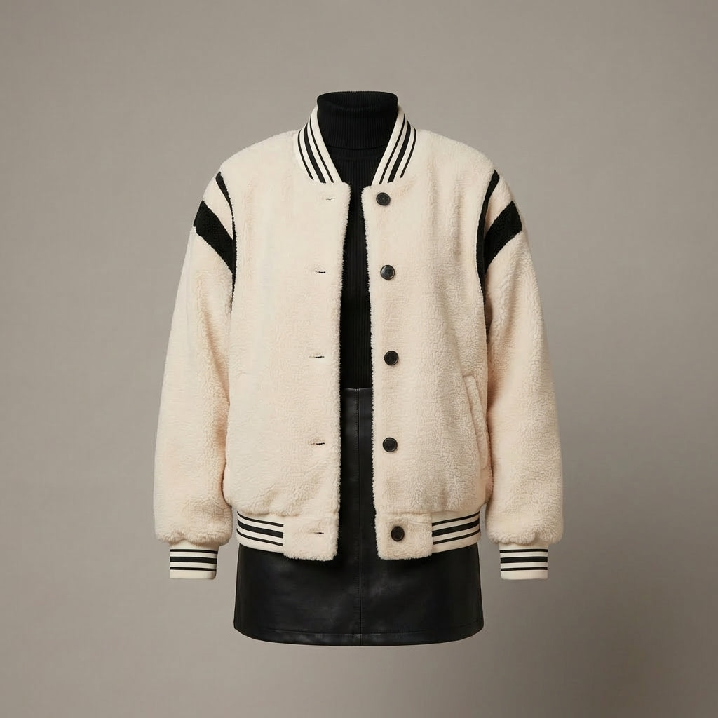 Ivory Edge Varsity Jacket