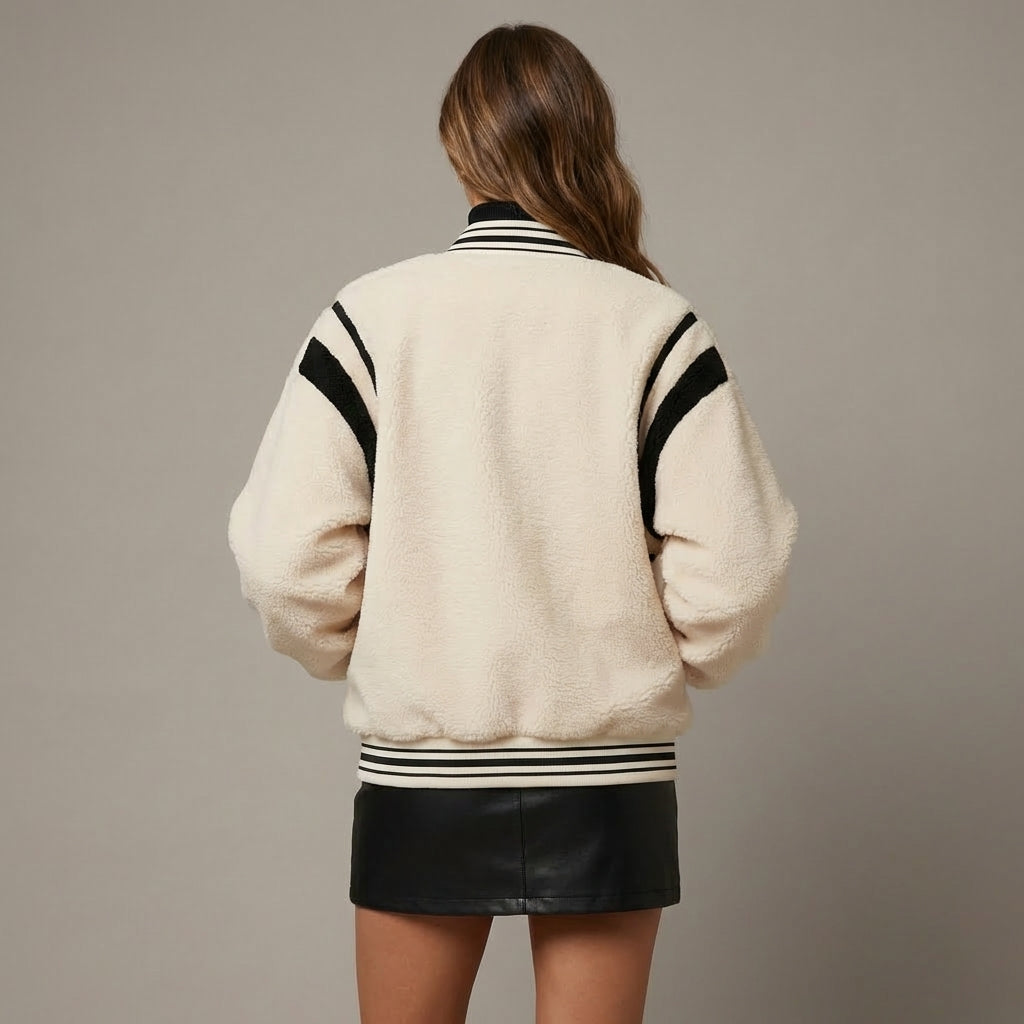Ivory Edge Varsity Jacket