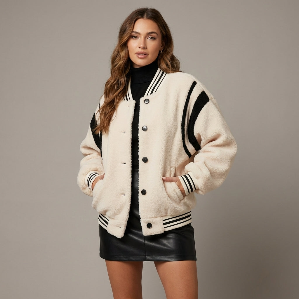 Ivory Edge Varsity Jacket