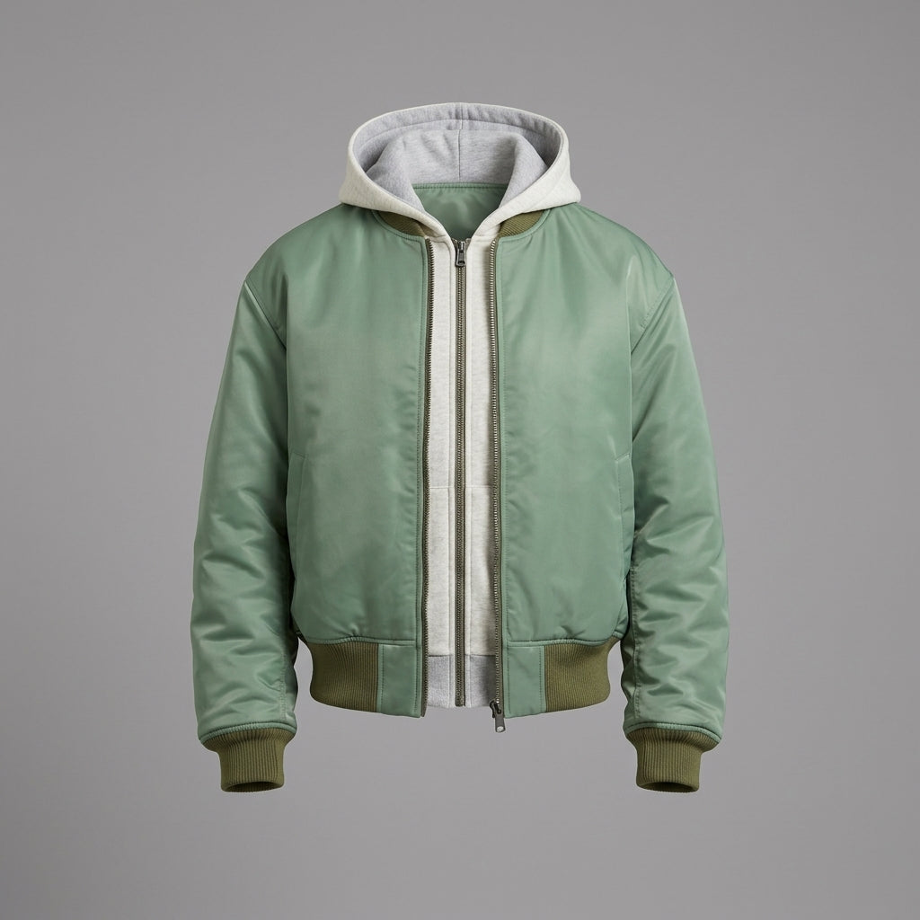 Men’s Double Layer Waffle Hoodie Varsity Jacket – Custom DTG Printed Bomber