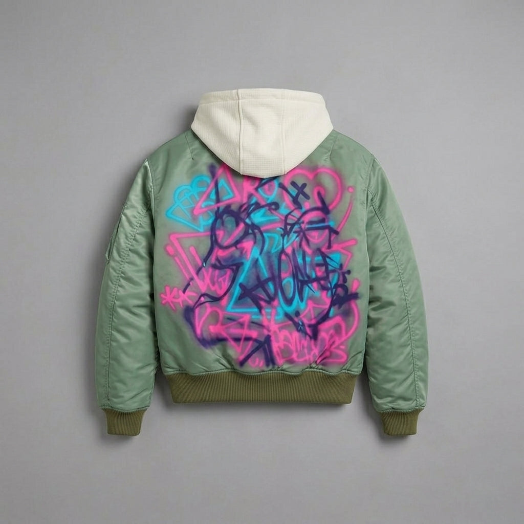 Men’s Double Layer Waffle Hoodie Varsity Jacket – Custom DTG Printed Bomber