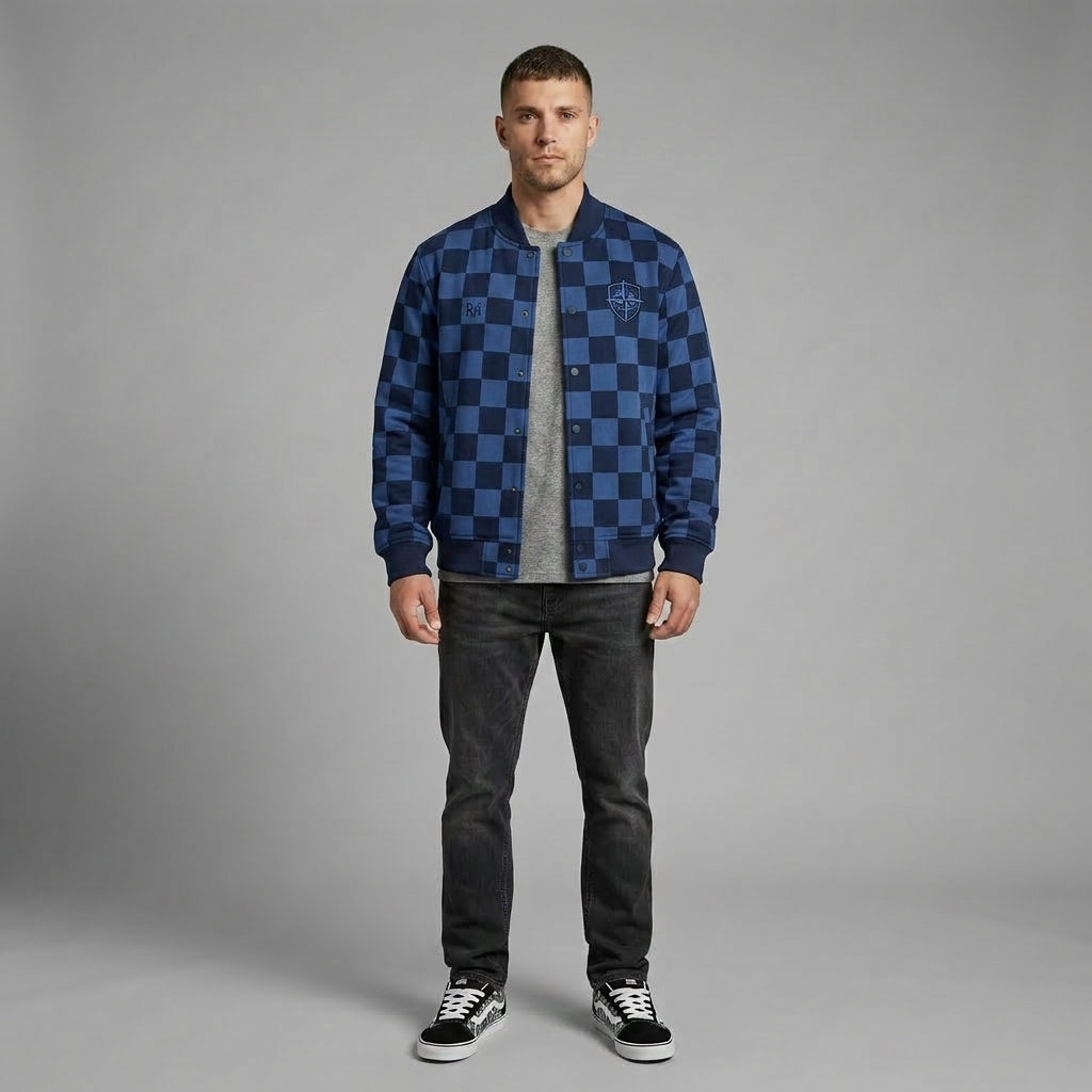 Men’s Blue Varsity Jacket – Classic Letterman Streetwear Style