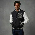Men’s Black & White Patchwork Varsity Jacket