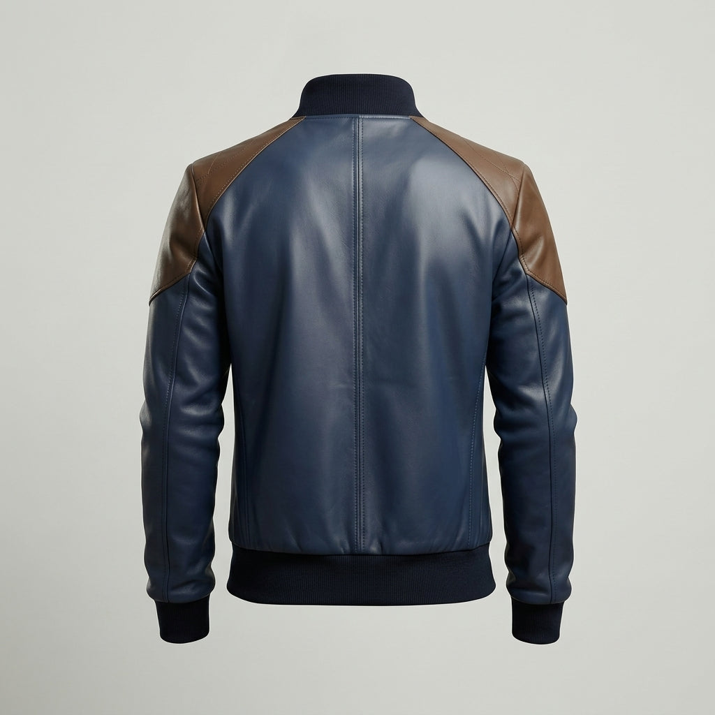 Men’s Blue Varsity Jacket – Genuine Leather College Bomber