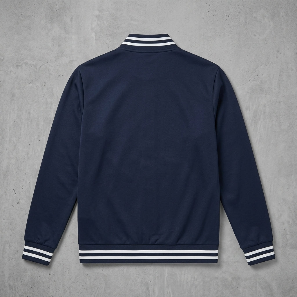 Men’s Navy Wool Letterman Jacket – Classic Varsity Bomber