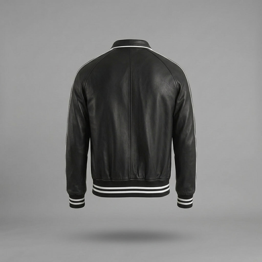 Men’s Cooper Black Leather Letterman Jacket – Premium Varsity Style