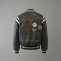 Men’s Black Retro Varsity Jacket – Patchwork Letterman Style