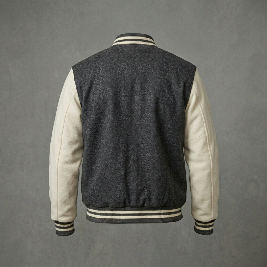 Men’s Black & White Slim Fit Varsity Jacket – Retro Letterman Style