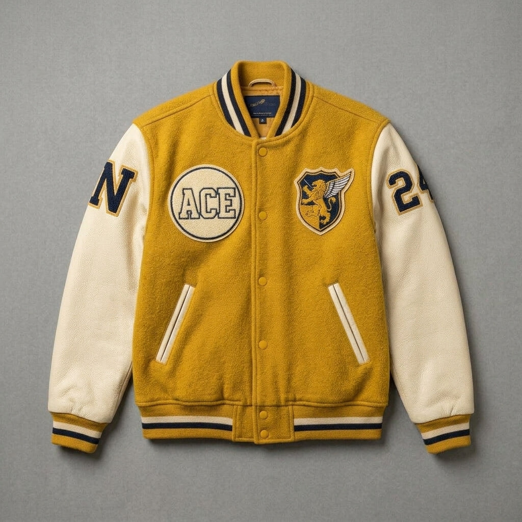 Men’s Custom Yellow Varsity Jacket – Personalized College Letterman