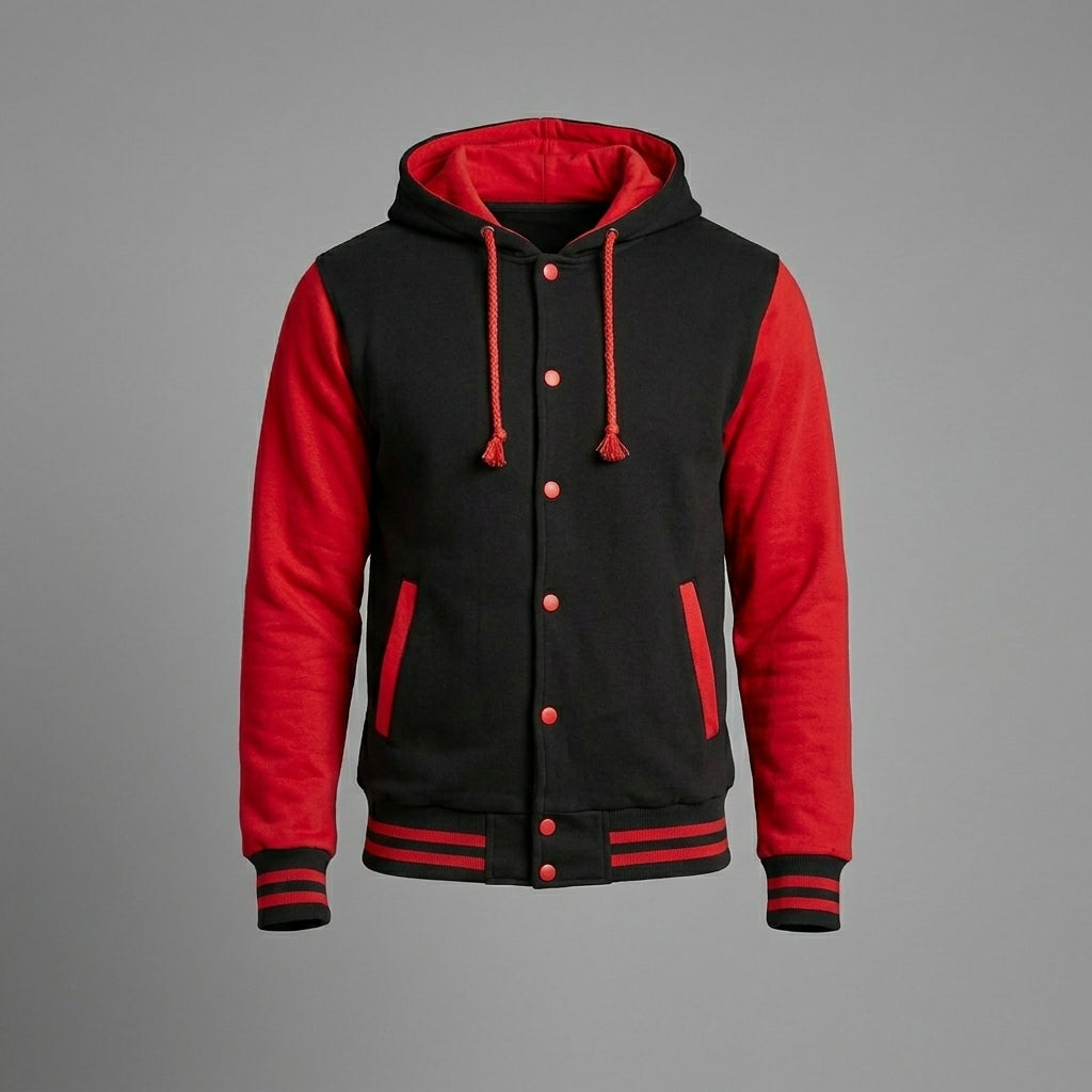 Men’s Hoodie Varsity Jacket – Cotton Baseball Letterman jacket