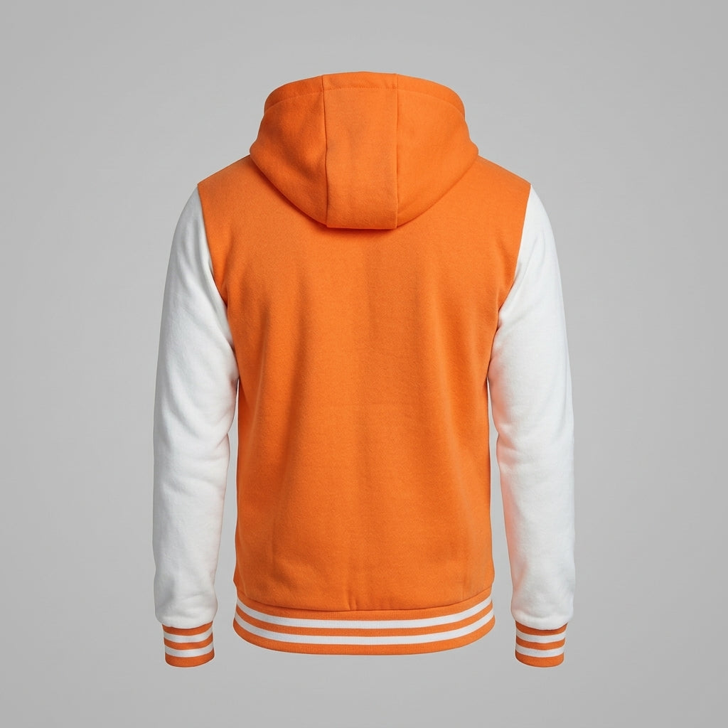 Men’s Hooded Varsity Jacket – Casual Sports Letterman Bomber
