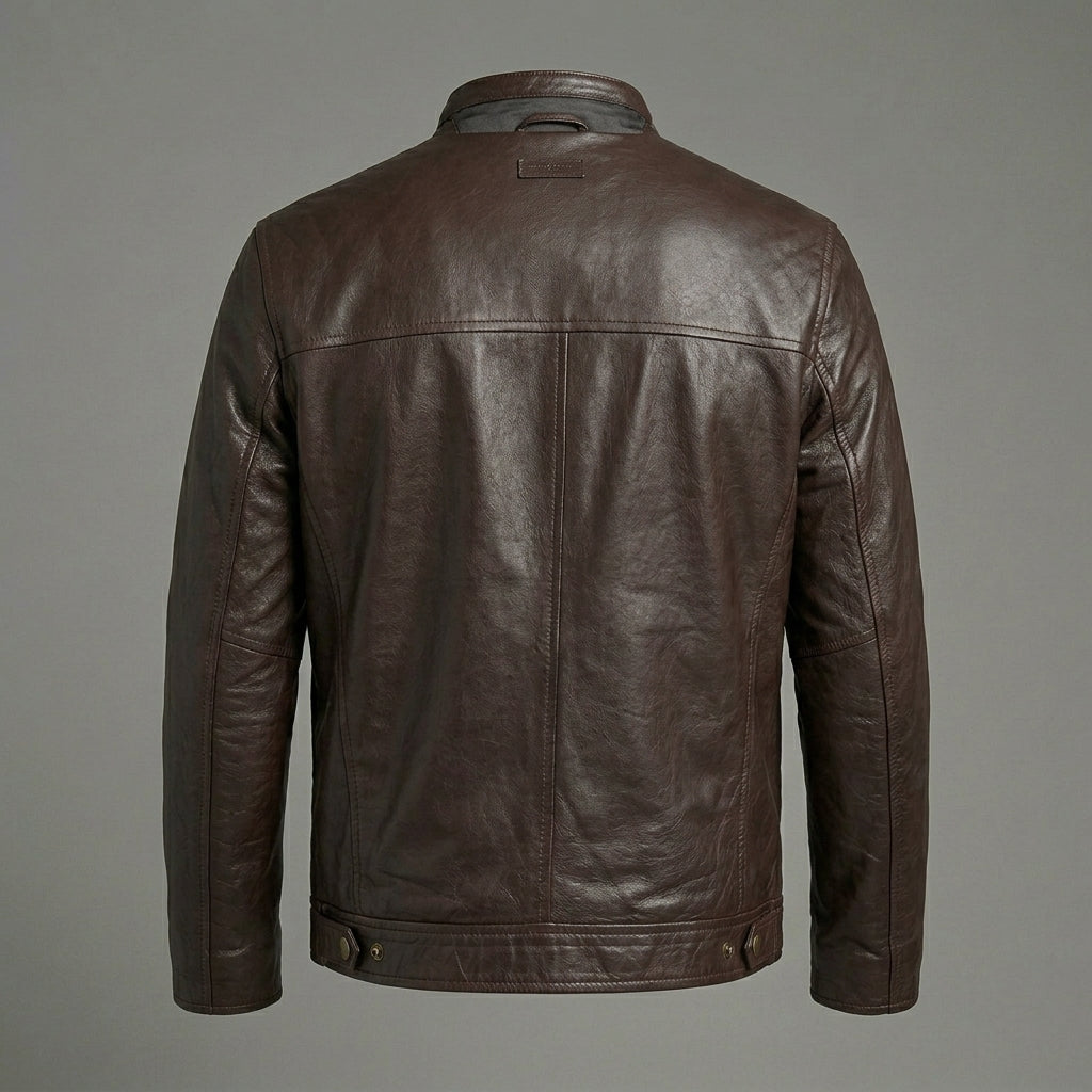 Men's Brown Sheepskin Leather Jacket  Biker jacket