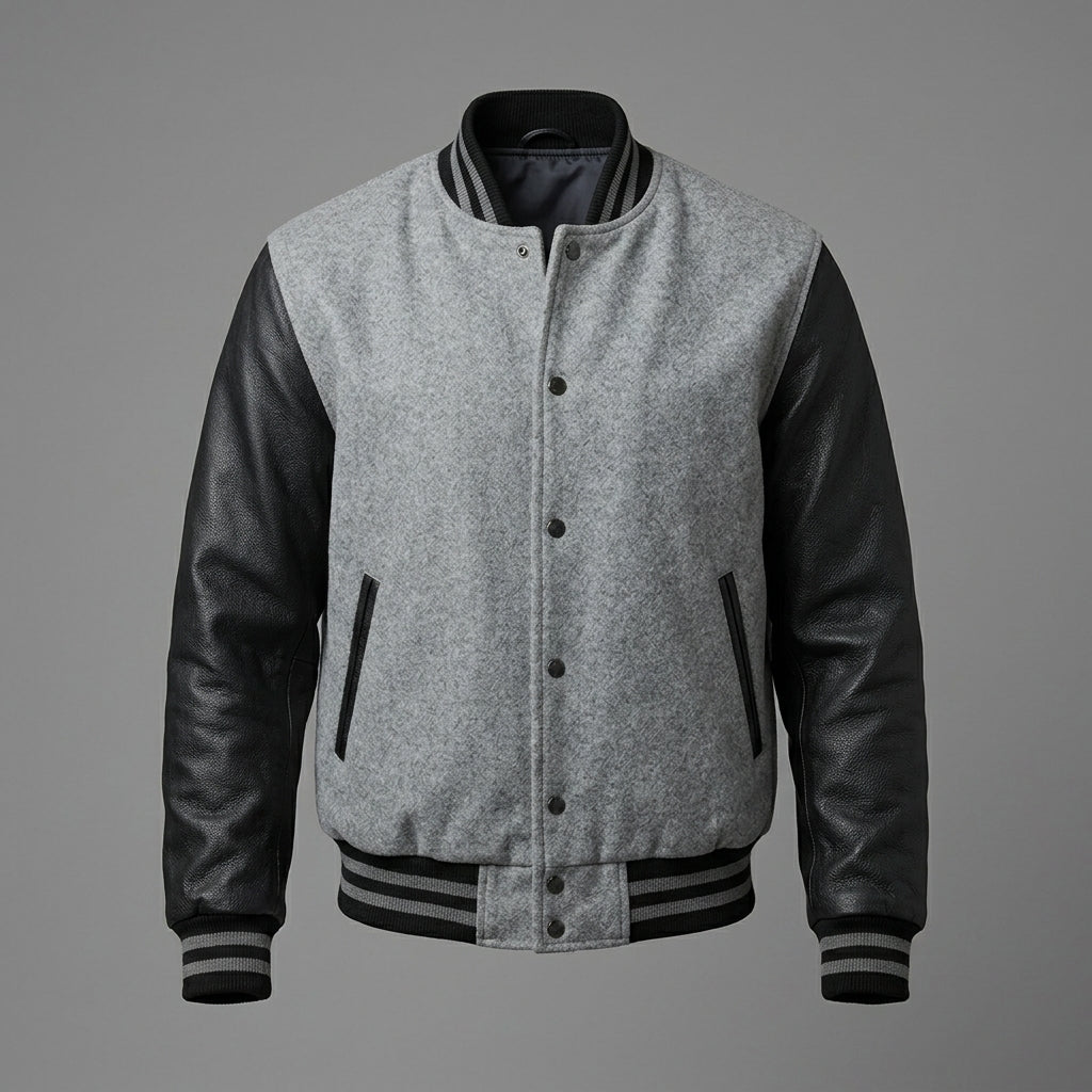 Men’s Vintage Brown Wool Varsity Jacket – Retro Letterman Style