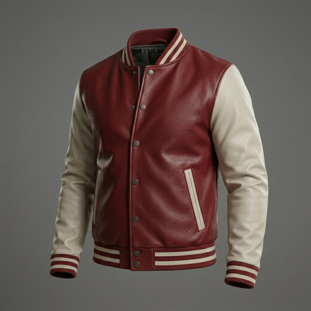 Men’s Premium Leather Varsity Jacket – Classic Letterman Style