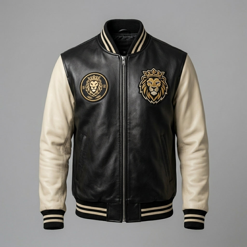 Men’s Genuine Leather Varsity Jacket – Custom Logo Letterman