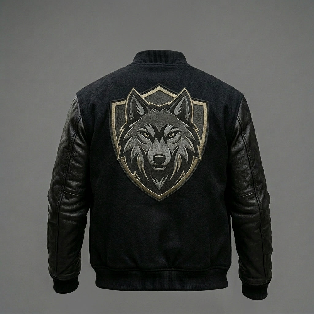 Men’s Black Patchwork Varsity Jacket – Streetwear Letterman
