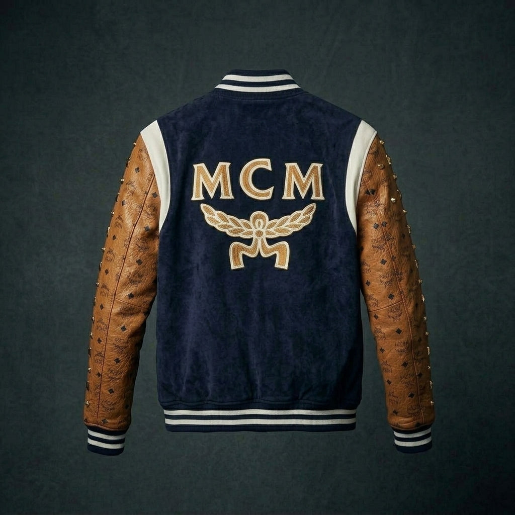 Men’s Cognac Monogram Varsity Bomber Jacket – Streetwear College