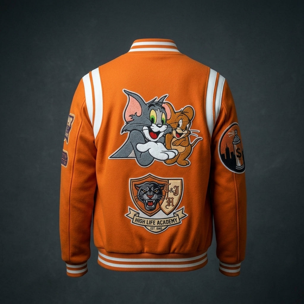 Men’s Custom Baseball Varsity Bomber Jacket – Logo Embroidery Streetwear