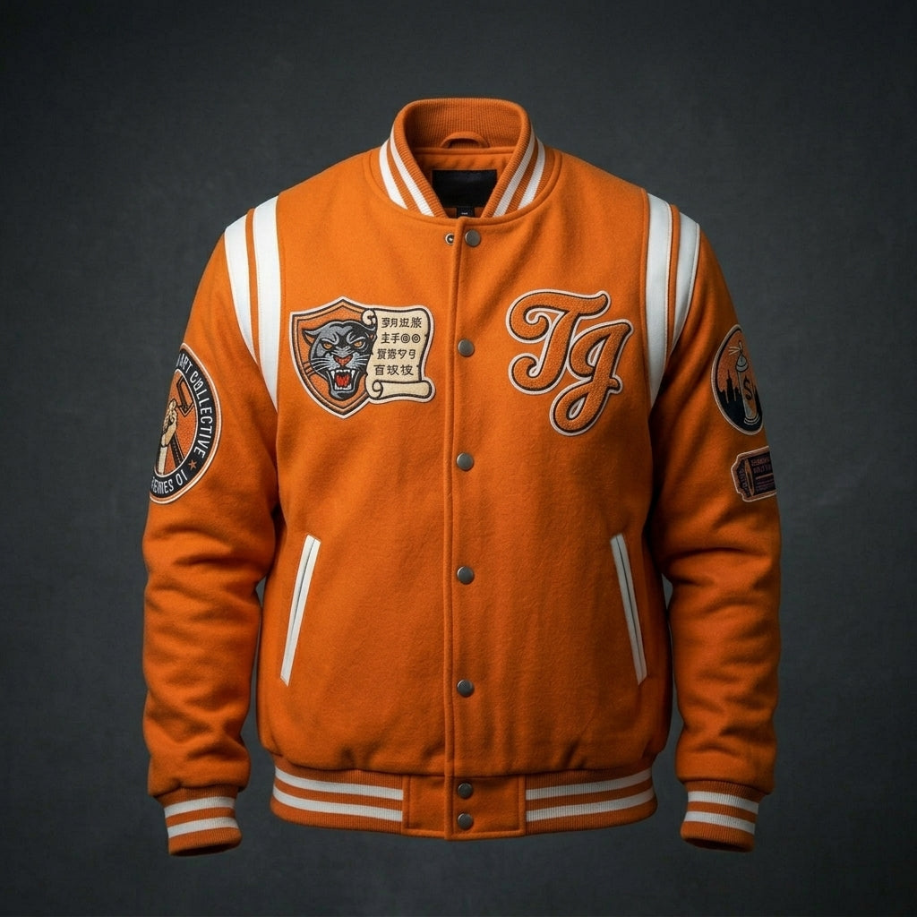 Men’s Custom Baseball Varsity Bomber Jacket – Logo Embroidery Streetwear