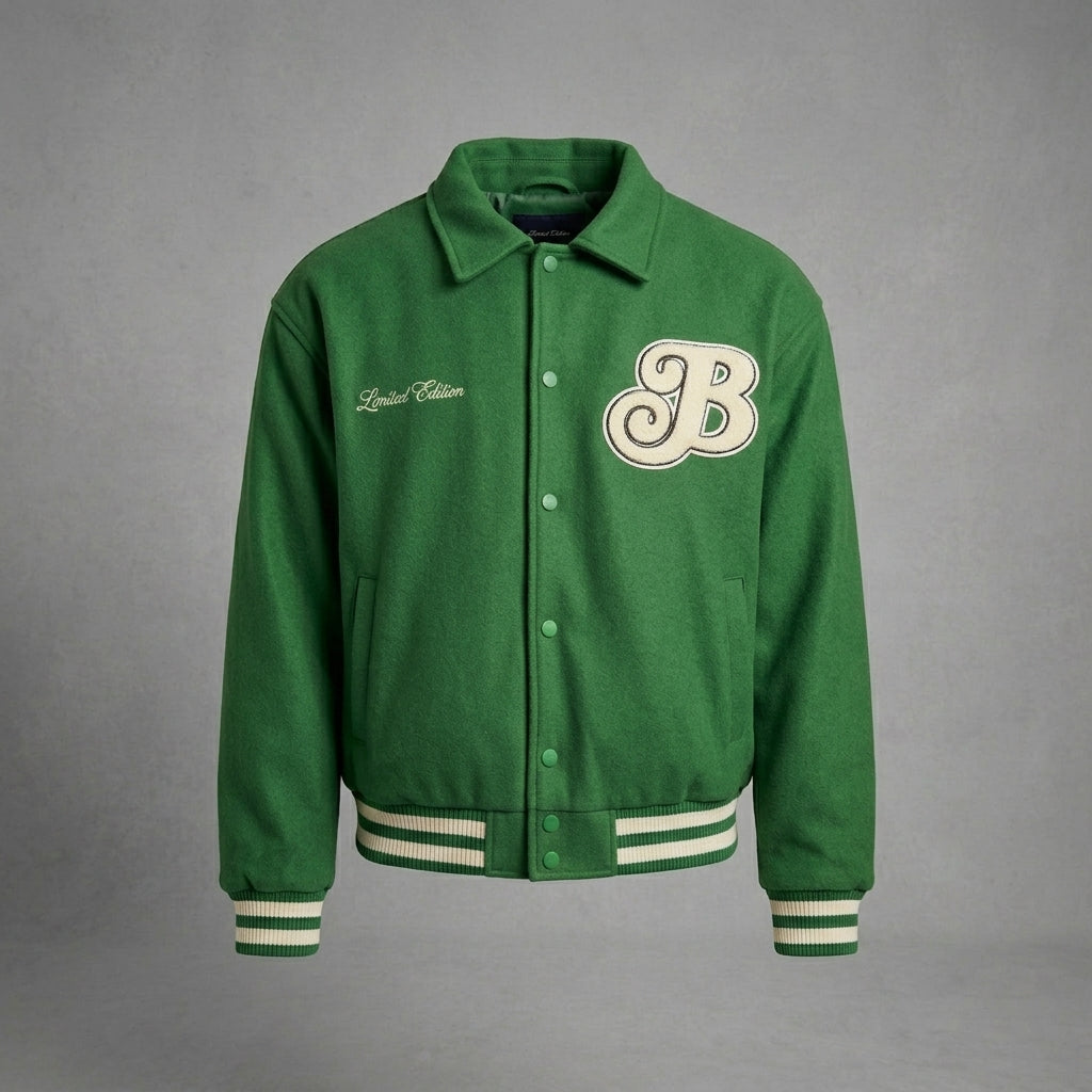 Men’s Green oversize Varsity Jacket – Limited Edition Letterman jacket