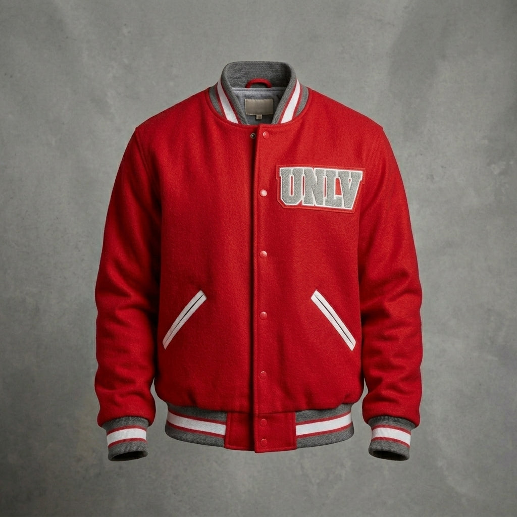 Men’s Red Letterman Varsity Jacket – Classic College Bomber Style