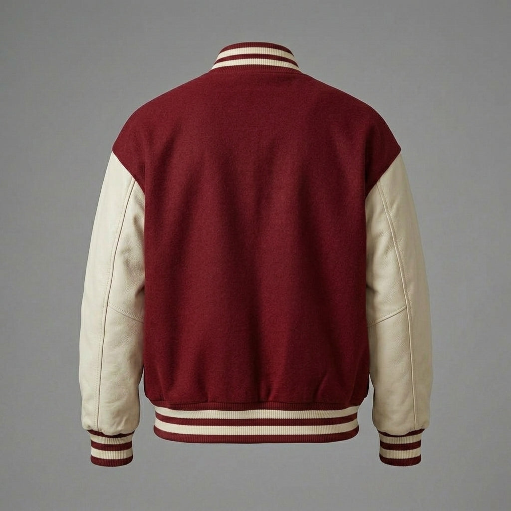 Men’s Red Wool Varsity Jacket – Leather Sleeves Custom Letterman Baseball Outerwear