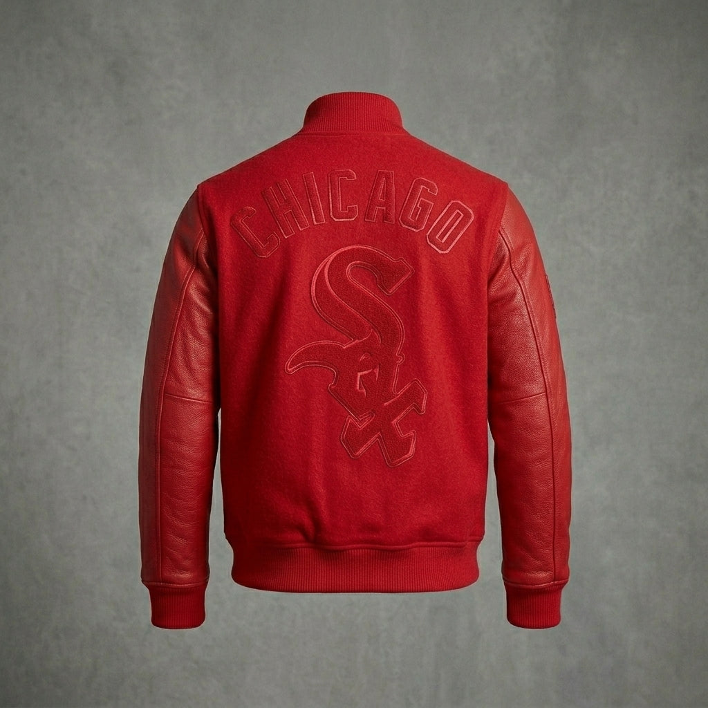 Men’s Red Wool Varsity Jacket – Classic Letterman Bomber Style