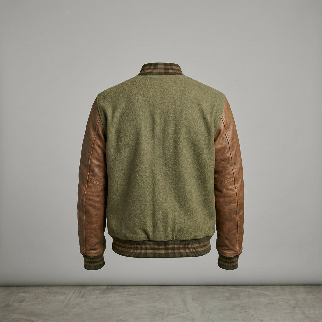 Men’s Leather Varsity Jacket – Vintage Letterman Streetwear Style