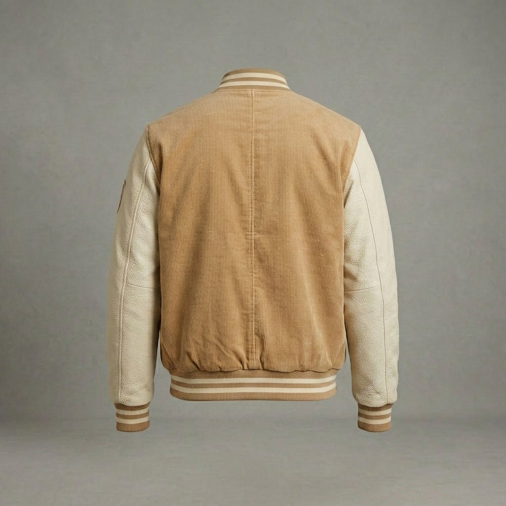 Men’s Corduroy Bomber Jacket – Lightweight Zip Up Vintage Fall Varsity Style