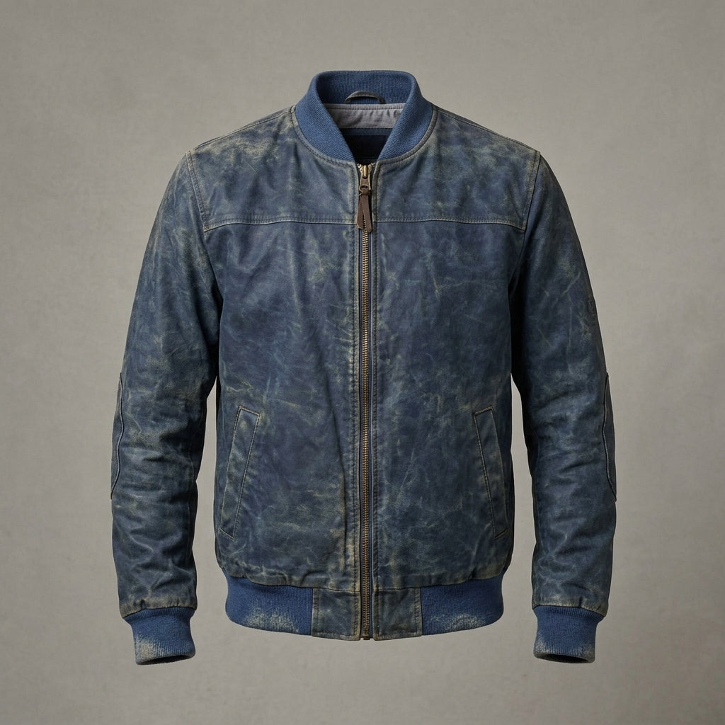 Men’s Suede Bomber Jacket – Lightweight Full Zip Vintage Varsity Style