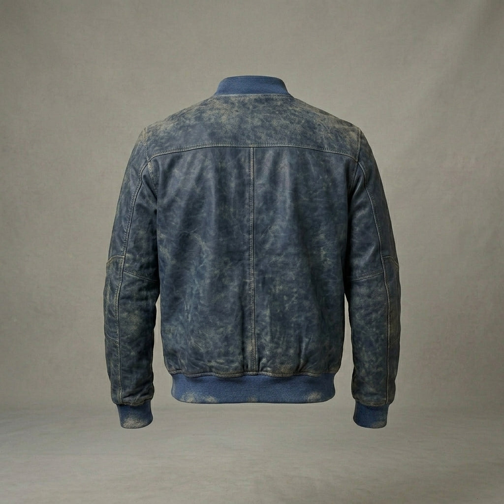 Men’s Suede Bomber Jacket – Lightweight Full Zip Vintage Varsity Style