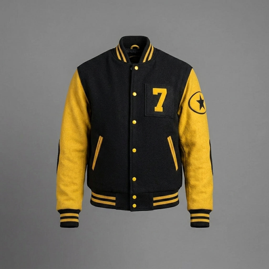Men’s Winter Varsity Jacket – Wool Body Canvas Sleeves Breathable Letterman Style