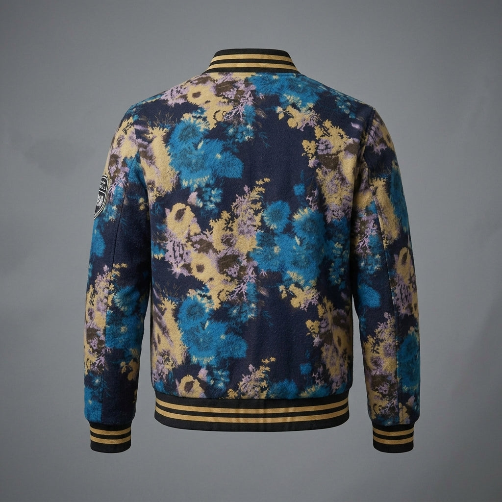 Men’s Slim Fit Wool Bomber Jacket – V-Neck Winter Windbreaker with Canvas Fabric