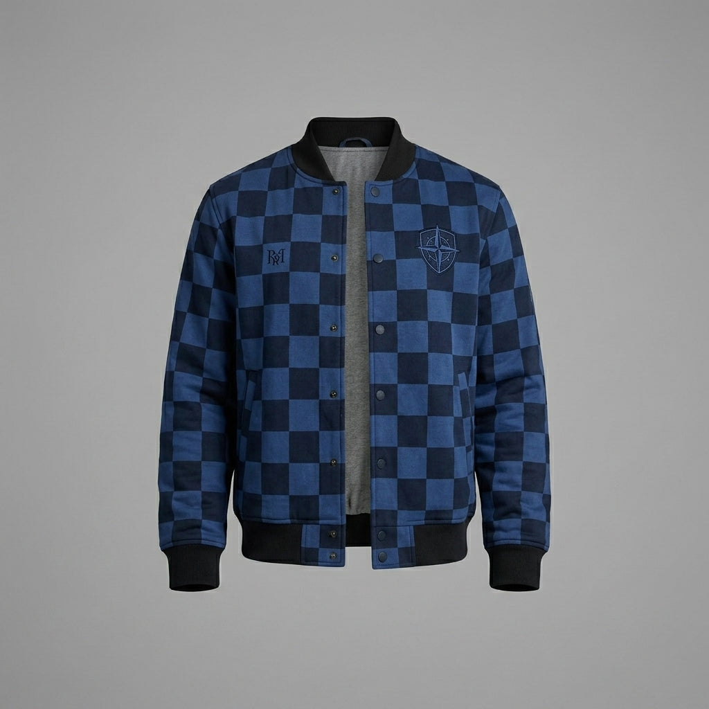 Men’s Blue Varsity Jacket – Classic Letterman Streetwear Style