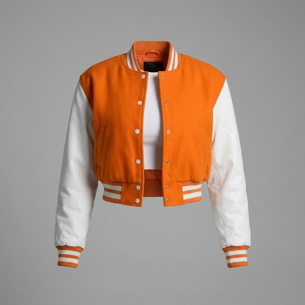Orange & White Elite Women’s Varsity Jacket