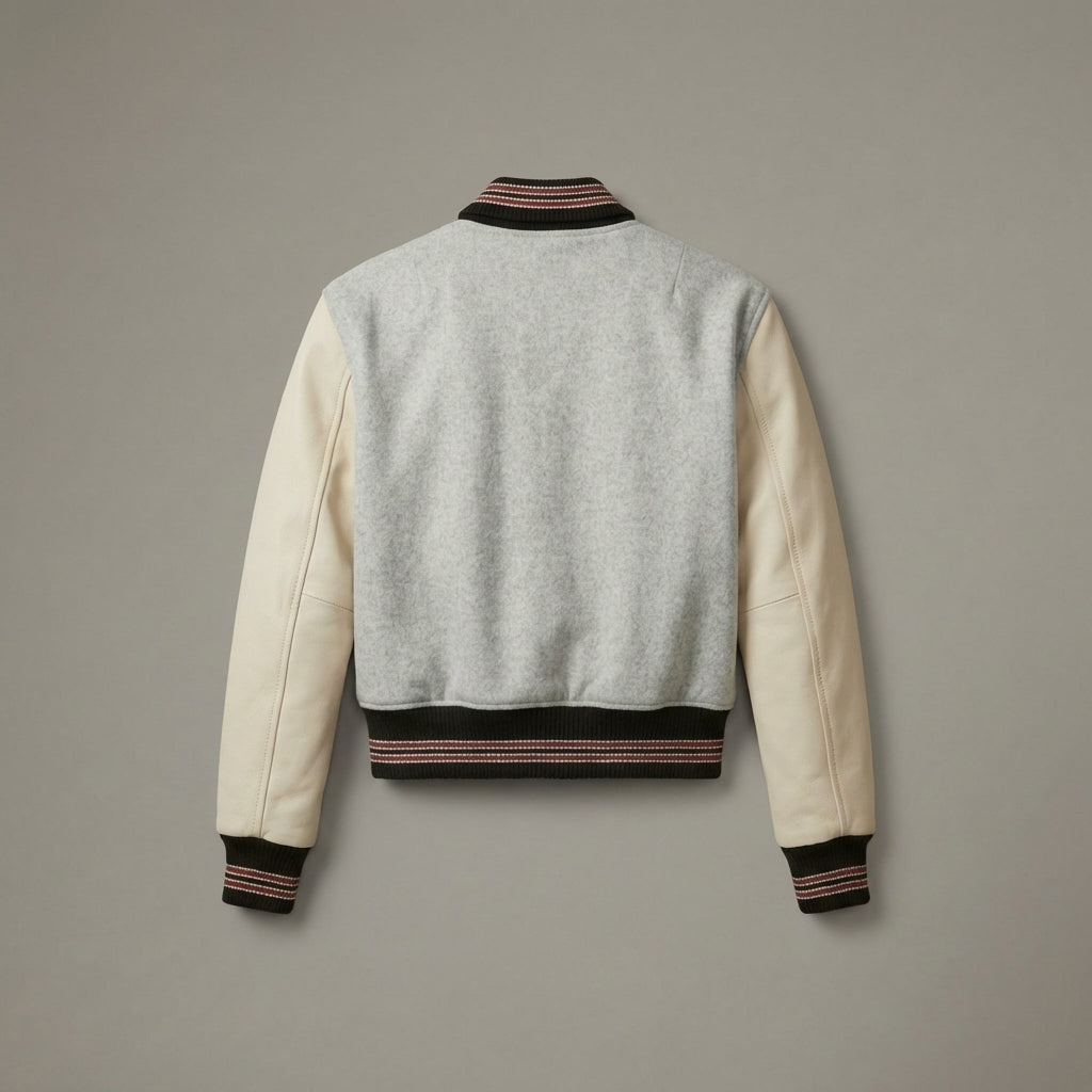 Grey & Half White Women’s Varsity Jacket