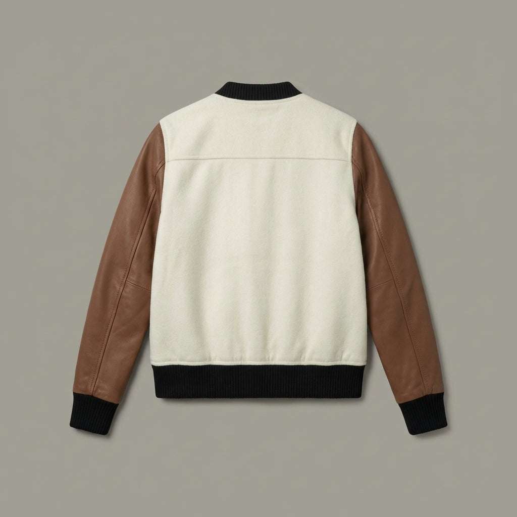 White & Brown Women’s Varsity Jacket