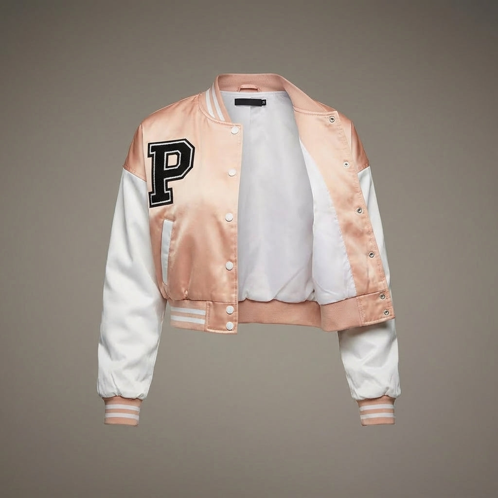 Pink & White Women’s Varsity Jacket